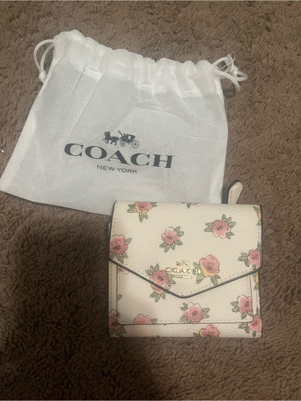 Coach Cream Wallet with Pink Floral Print